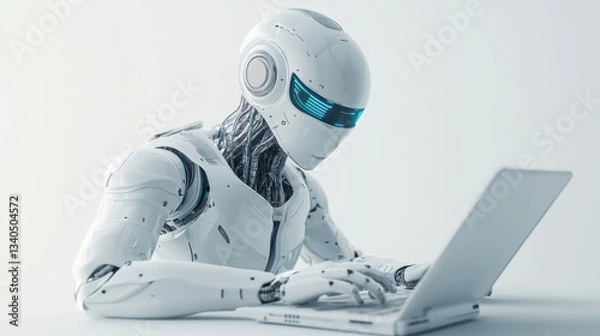 Fototapeta ai copywriting bot using chatgpt for content creation artificial intelligence concept 3d illustration white illustration