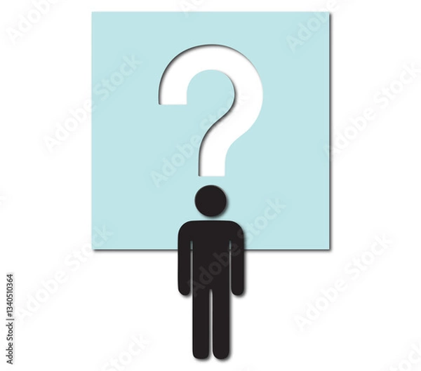 Obraz Question Mark Board & Stick Figure Solutions: Problem Solving & Concept Visualization