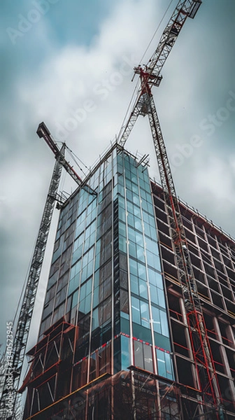 Obraz High-Tech Urban Office Complex in the Making