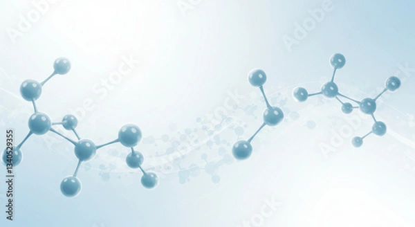 Fototapeta White and light blue medical abstract gradient background with molecules. web banner. Medical background in white and light blue gradient with molecular design.Science, technology and medical concept