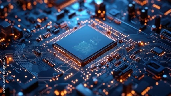 Fototapeta Geopolitics of Microchips: Taiwan, China, and the US in the Semiconductor Industry illustration