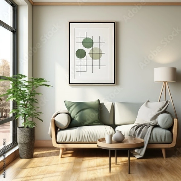Obraz Harmonious Blend of Light Beige and Olive in Abstract Form