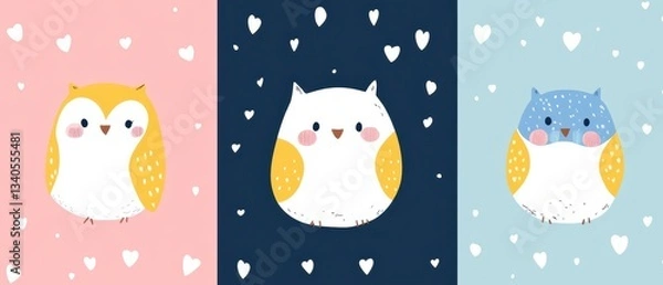 Fototapeta cute pattern  cartoon  minimal  pattern  color