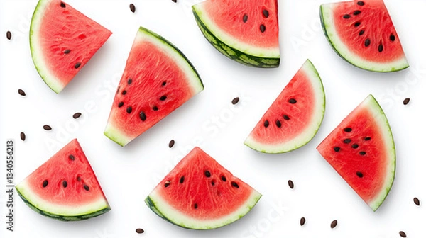 Fototapeta Watermelon Slices Isolated on Transparent Background – Fresh Summer Fruit PNG