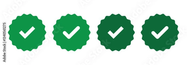 Fototapeta Green checkmark, green tick, check mark icon button set. tick mark with checkbox icon. Green checkmark sign for app, ui, website. Vector illustration on white background.