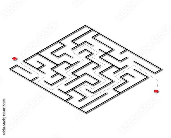 Obraz Rectangle Labyrinth: Medium Complexity Vector Maze