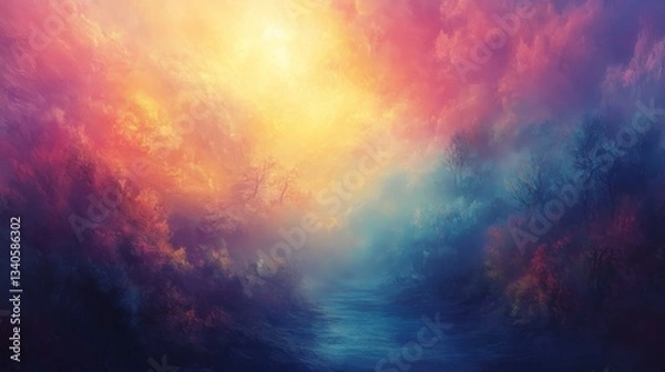 Fototapeta Ethereal abstract painting background with soft flowing textures and dreamy pastel colors, ideal for artistic, spiritual, or fantasy-themed visual designs




