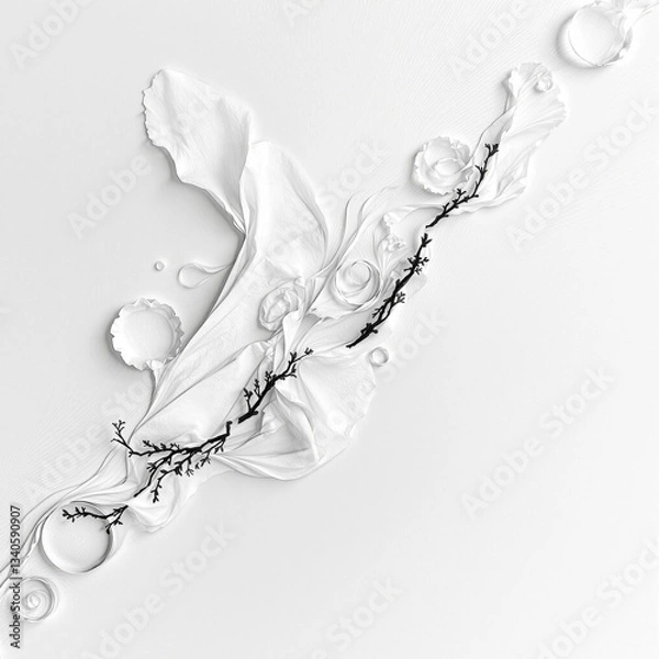 Fototapeta Abstract organic minimalist artwork of diagonal natural elements