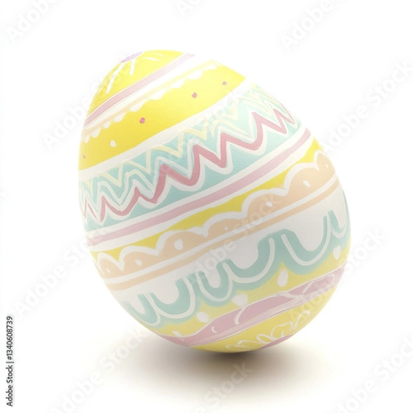 Obraz Colorful Easter egg with intricate patterns on white background