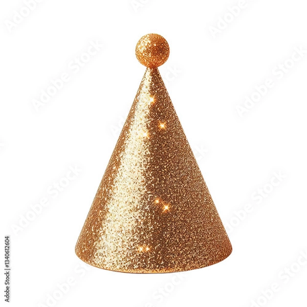 Obraz Glitter party hat isolated on transparent background