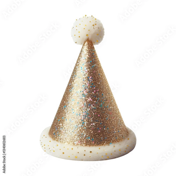 Obraz Glitter party hat isolated on transparent background