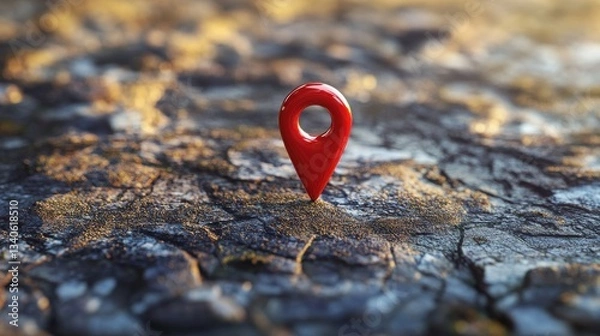 Fototapeta A bright red location pin symbolizing a geographic marker or destination. illustration