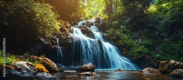 Obraz Waterfall on the forest.
