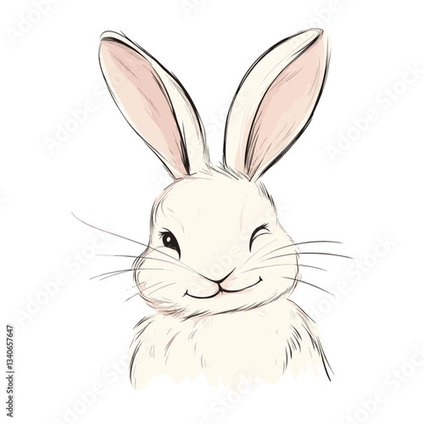 Fototapeta Cute bunny soft pastel colors illustration animal style vector