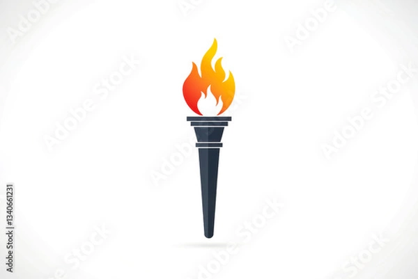 Fototapeta A stylized illustration of a torch with flames, symbolizing inspiration, enlightenment, or achievement.