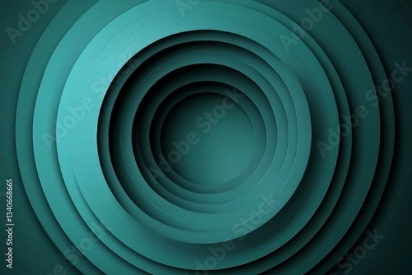 Fototapeta Circular layers create a modern abstract design featuring shades of teal and deep blue in a visual composition