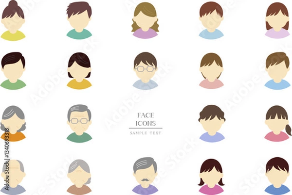 Fototapeta 匿名の男女の人物アイコン素材セット / vector eps	