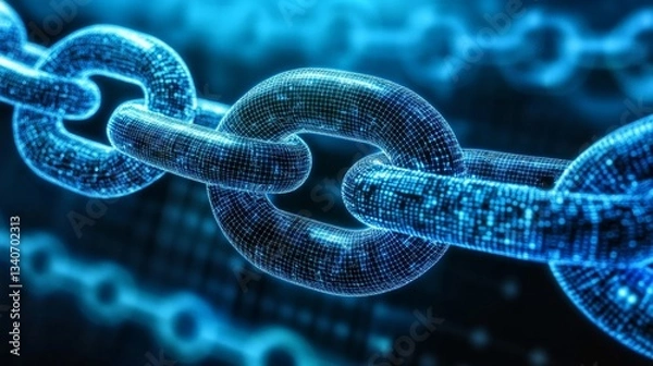 Fototapeta Glowing blockchain network background with Cybersecurity and data encryption concept