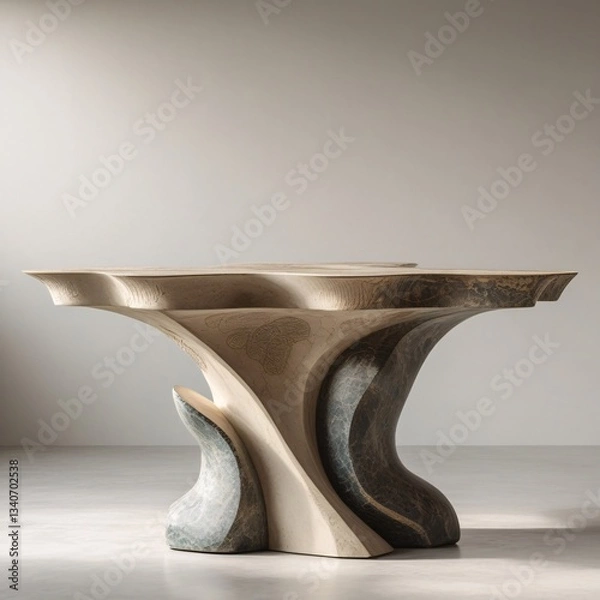 Fototapeta Antique column with vintage decorations and silver accents isolated on white background