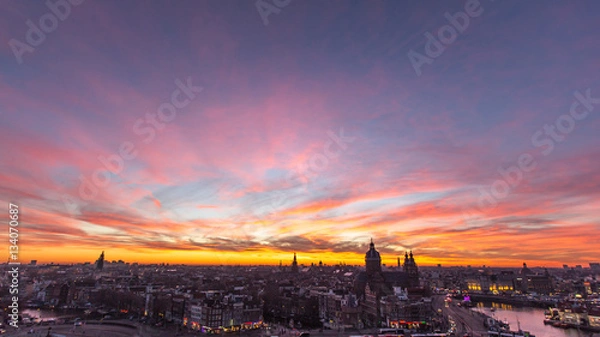 Obraz Amsterdam skyline sunset