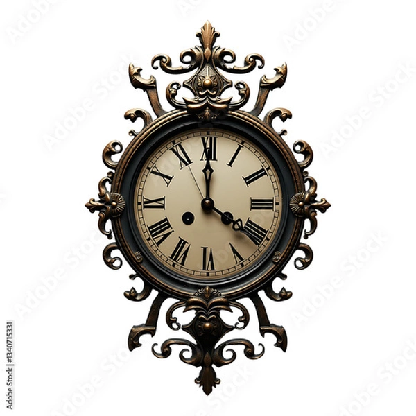 Fototapeta old wall clock isolated on a transparent background