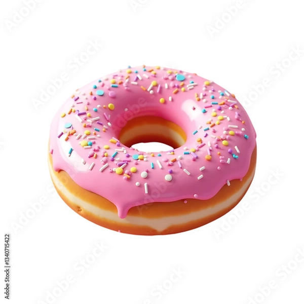 Fototapeta Pink donut with sprinkles isolated on a transparent background