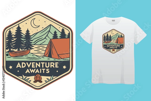 Obraz Camping T Shirt design Camping t shirt design free Adventure t shirt design free Template