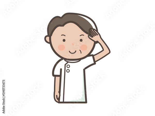 Fototapeta 了解のポーズをする男性整体師（マッサージ師）の上半身イラスト