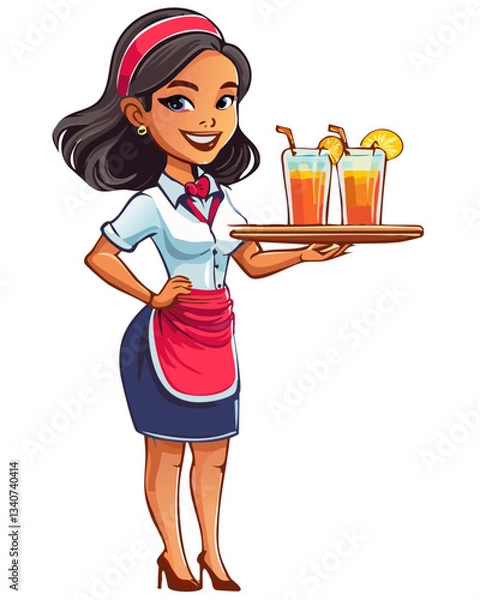 Obraz Waitress serving drinks with a smile