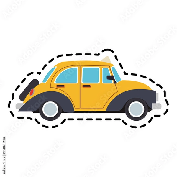 Fototapeta classic taxi car icon over white background. colorful design. vector illustration