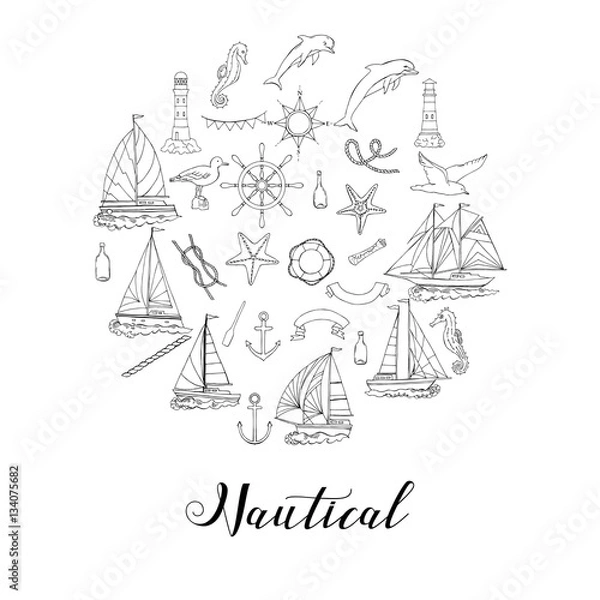 Obraz Nautical background with ships