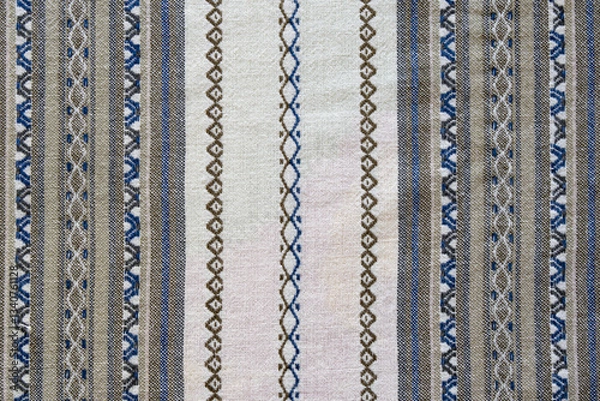 Obraz Background of white and gray natural linen handmade fabric with texture and simple pattern