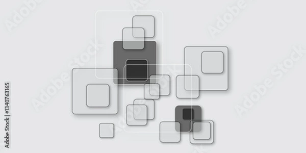 Obraz Abstract background with overlapping gray and white squares creating a modern geometric pattern. Abstract white and grey background, stripes background with geometric shape.