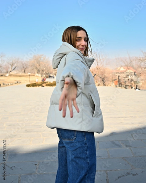 Obraz 手を伸ばす女性のポートレート