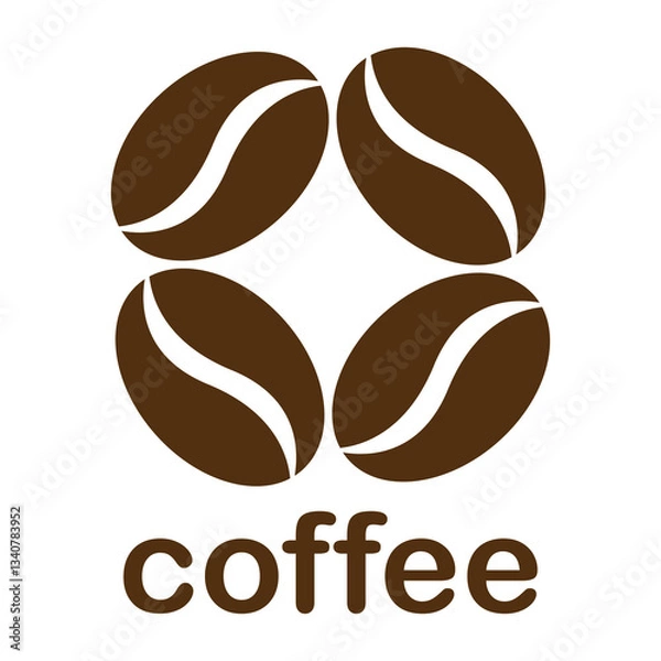 Obraz Coffee beans minimal logo design. Black and white retro vector illustration.