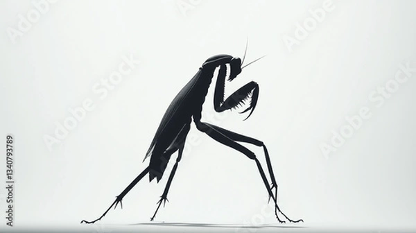 Fototapeta Praying Mantis in a Striking Pose with Dramatic Lighting