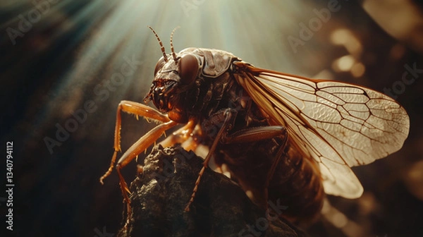 Fototapeta Cicada Transformation Moment Captured in Time-Lapse