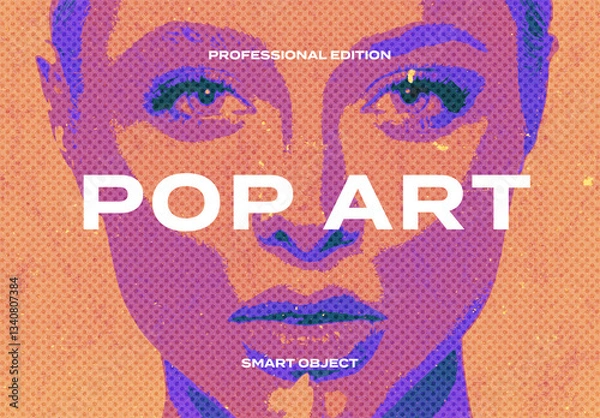 Obraz Pop Art Vectorizer Vector Cartoon Comics Photo Effect Paper Texture Template Mockup Overlay Style