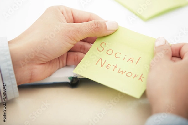 Obraz Social network text on adhesive paper