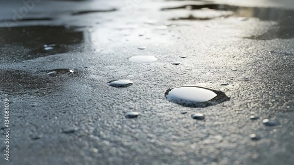 Obraz Close up shot showcasing water puddles on a surface