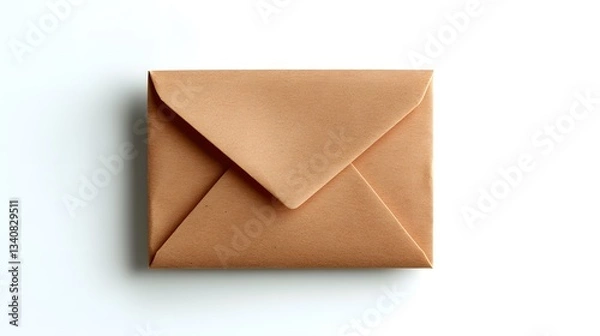 Fototapeta A simple brown envelope placed on a clean surface ready to deliver important documents or correspondence