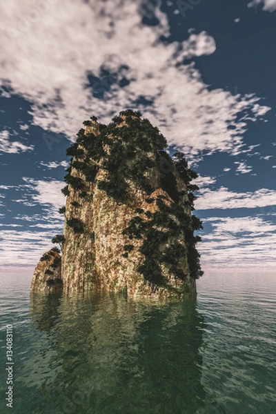 Obraz 3d illustration exotic cliffs with vegetation