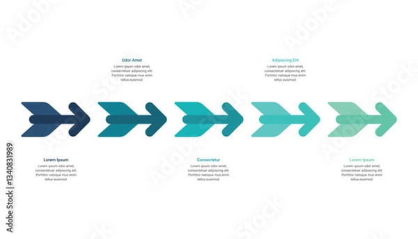 Fototapeta Arrows Infographic Template Design with 5 Steps for Business Presentation