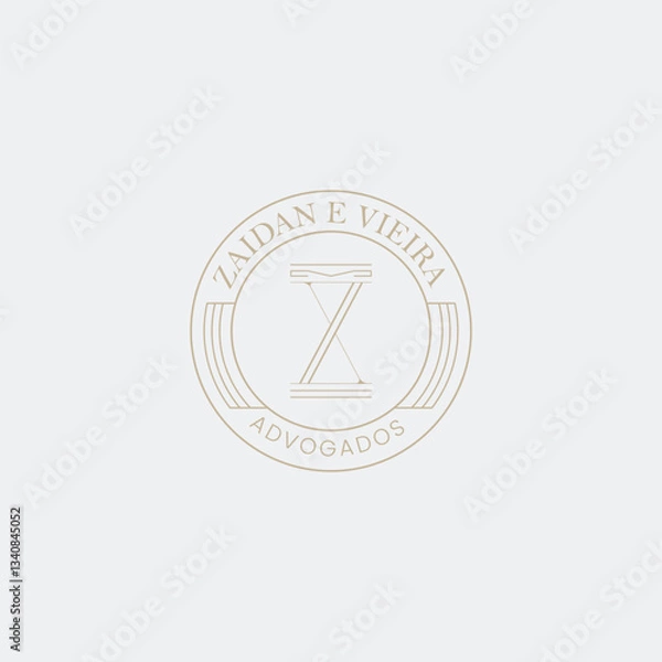 Fototapeta Zaidan E Vieira Advogados Law Firm Logo – Elegant Justice Emblem, Minimalist Balance Scale Design, Professional Legal Branding - Editable Vector