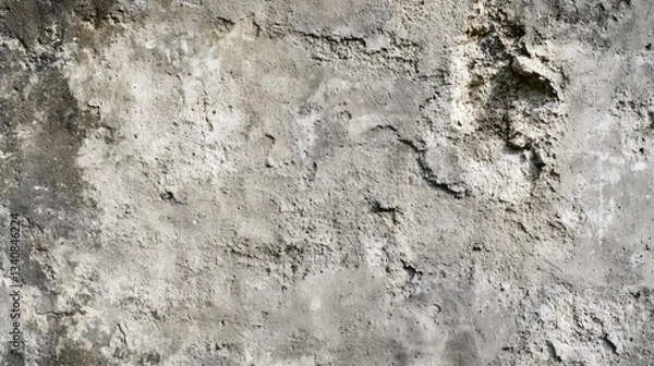 Fototapeta A rough textured cement wall surface with dark stains present