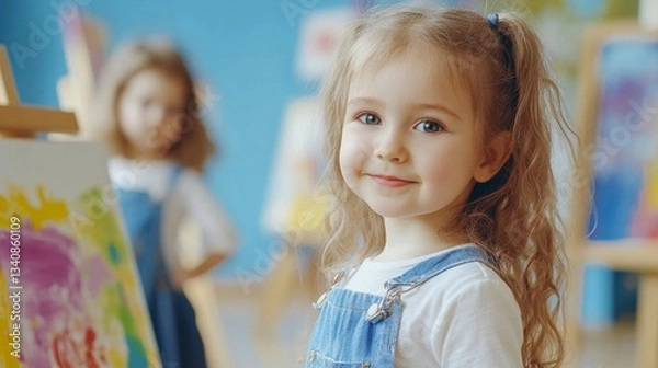 Fototapeta Joyful Child Creating Art