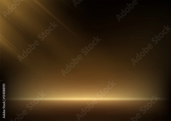 Fototapeta Empty dark gold studio background space for selling products, backdrop, wallpaper, background, text. Vector illustration.