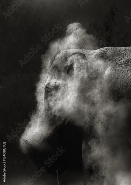 Obraz Elephant dust bath