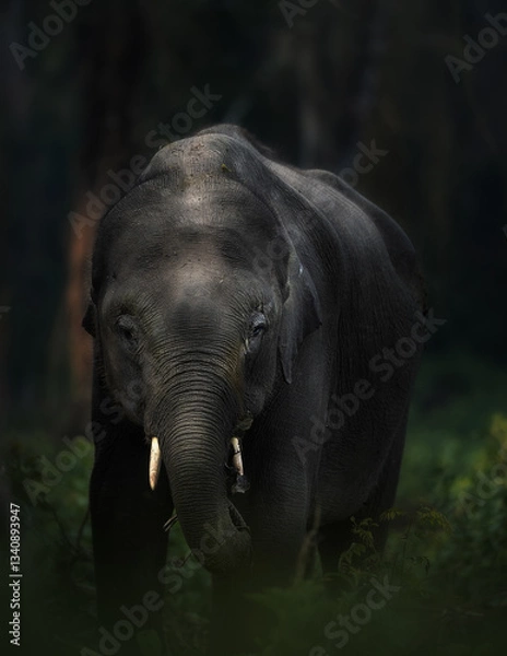 Obraz elephant in the forest green
