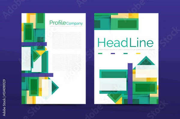 Fototapeta Set of modern geometric business annual report covers